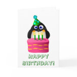 Birthday Penguin With Cake Cards