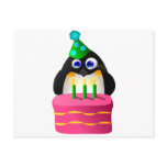Birthday Penguin With Cake Post Card