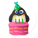 Birthday Penguin With Cake Stickers