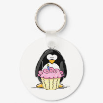 Birthday Penguin with Cupcake keychains by penguinality Birthday Penguin with Cupcake keychains