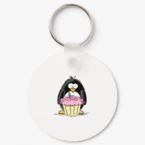 Birthday Penguin with Cupcake keychains