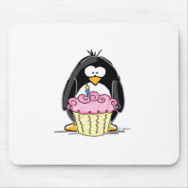 Birthday Penguin with Cupcake Mouse Pads