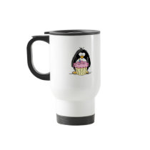 Birthday Penguin with Cupcake Coffee Mugs