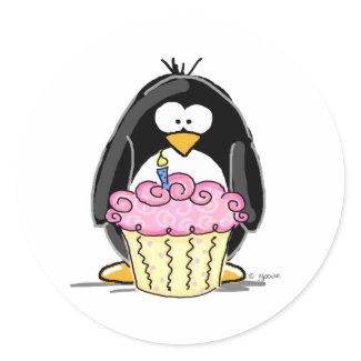 Birthday Penguin with Cupcake