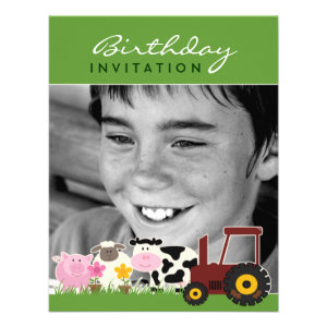 Birthday Photo Farm Card Custom Announcements