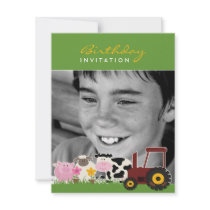 Birthday Photo Farm Card Custom Announcements