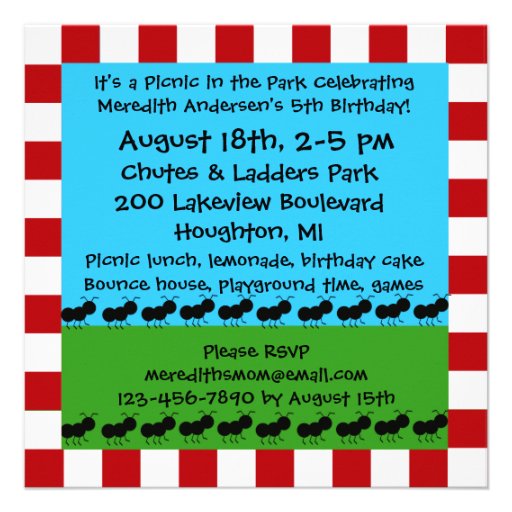 Birthday Picnic Invitations