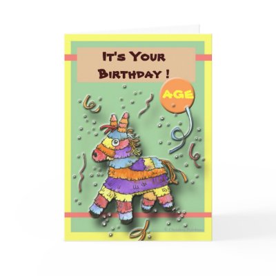 Birthday Pinata Greeting Card by RiverbyNightDesigns
