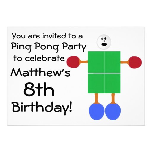 Birthday Ping Pong Party Invitation