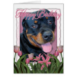 Birthday - Pink Tulips - Rottweiler - Harley Card