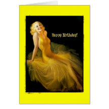 Birthday Pinup in Yellow Card