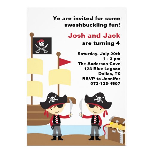 Birthday Pirates Personalized Invitations