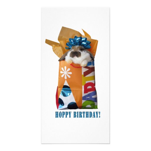 Birthday rabbit customized photo card