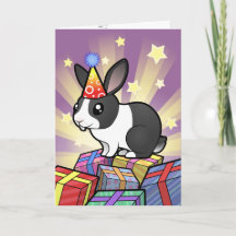 Birthday Rabbit (uppy ear smooth hair) Cards