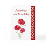 Birthday, Red Poppies, Garden Flowers German Card