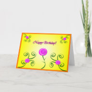 Birthday Roses & Swirls Card card