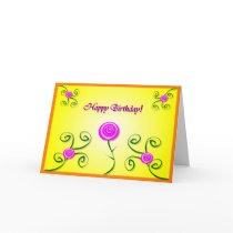Birthday Roses & Swirls Card cards