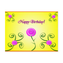 Birthday Roses & Swirls Postcard postcards