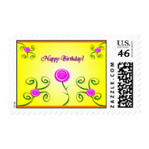 Birthday Roses & swirls stamp stamps