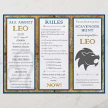Birthday Scavenger Hunt List: Zodiac Leo Flyers