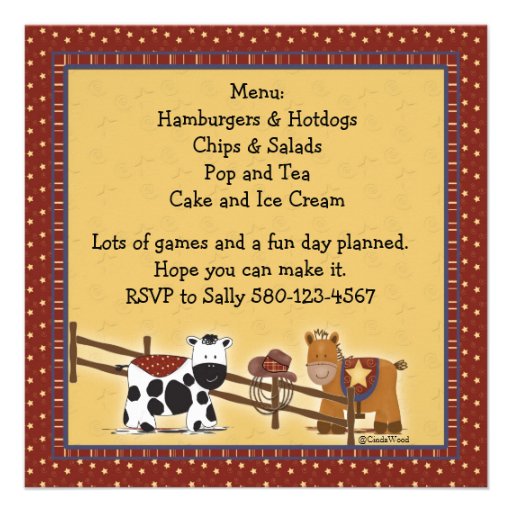 Birthday, Shower or Party Western Party Invitation
