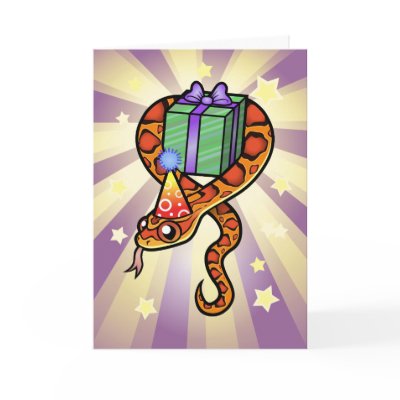 Birthday Snake Greeting Cards by CartoonizeMyPet