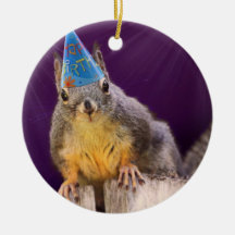 Birthday Squirrel Photo Ornament