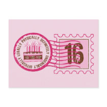 Birthday Stamp 16 Postcard