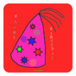 BIRTHDAY STICKERS - PARTY HAT - GIFTWRAP GIFTS