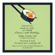 Birthday Sushi Party Flat Invitation