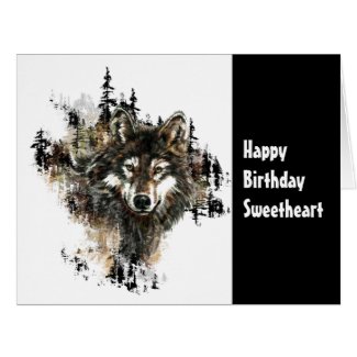 Birthday Sweetheart Wild Thing Wolf Humor Art Large Greeting Card