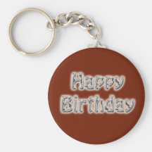 birthday text silver and red keychain