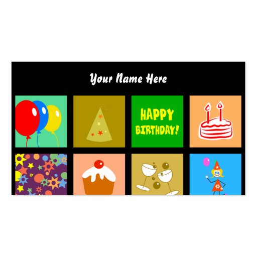 Birthday Tile Wallpaper, Your Name Here Business Card (front side)