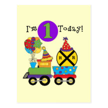 Birthday Train 1st Birthday Tshirts and Gifts Postcards