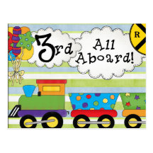 Birthday Train 3rd Birthday Invitations Postcard