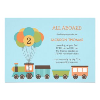 Birthday Train Birthday Party Invitation