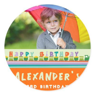 Birthday Train Gift Favors Custom Label Sticker by fatfatin_mini_me