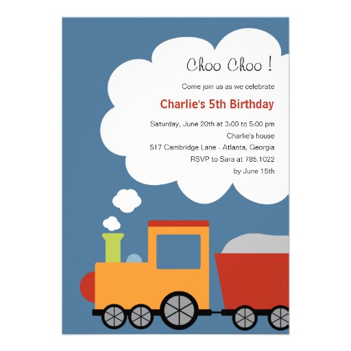 Birthday Train Party Invitation (front side)