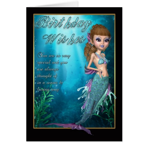 Birthday Wishes Cute Mermaid Card - Birthday Card | Zazzle