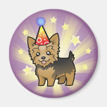 Birthday Yorkshire Terrier (short hair with bow) Fridge Magnet