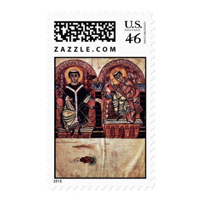 Bishop Braulio And Isidore Of Seville By Meister D Postage Stamp by Artcollection