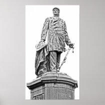 Bismarck Statue, Berlin,Full White Back, B & W (1) Poster