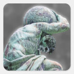 Bismarck Statue, Berlin, Greek God Atlas, Grey Bac Square Stickers