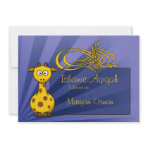 Bismillah Giraffe Aqiqa Islamic Baby greeting Custom Announcements