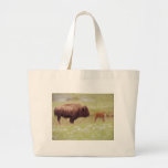 Bison and Calf in Yellowstone Large Tote Bag