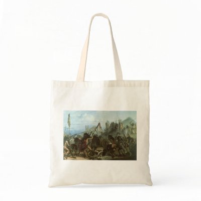 Bison Dance by Karl Bodmer Canvas Bags by MasterpieceCafe