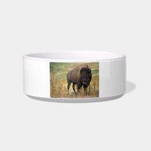 Bison photo pet food bowl