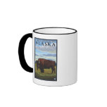 Bison Scene - Chitina River Basin, Alaska Mugs