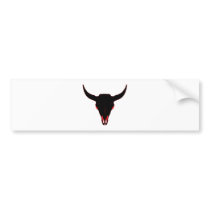 Bison Skull Black and Red Bumper Sticker