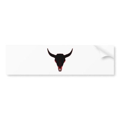 Bison Skull Black and Red Bumper Sticker by blueinc123